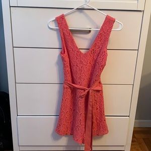 Coral lace romper